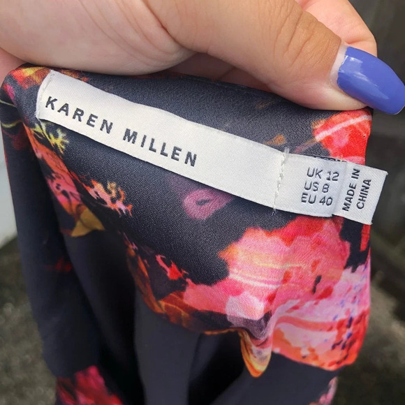 KAREN MILLEN ABSTRACT FLORAL PRINT DRESS - Picture 3 of 3